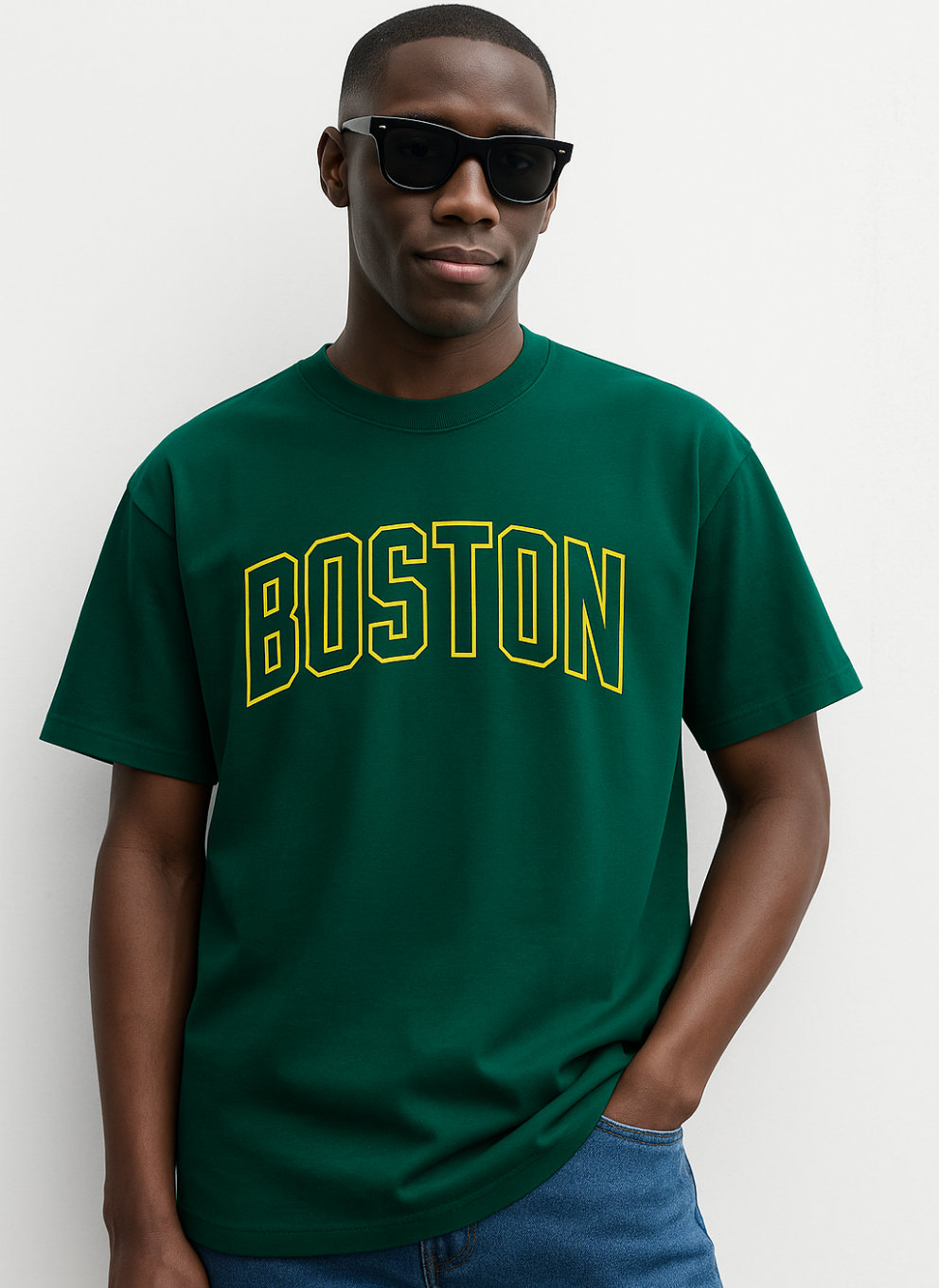 Boston Varsity Graphic T-Shirt – Dark Green | Premium Cotton