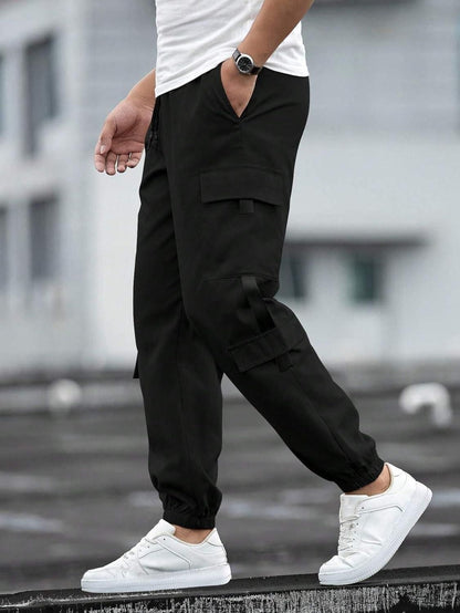 Men's Solid Cargo Pant Black