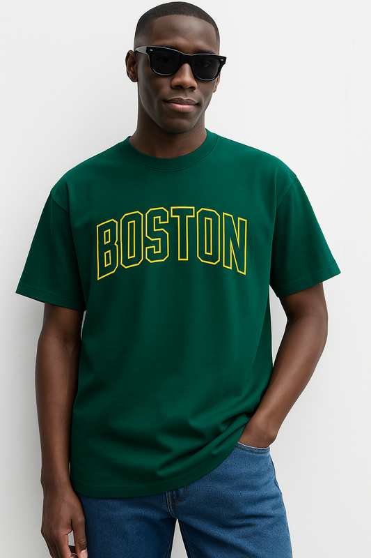 Boston Varsity Graphic T-Shirt – Dark Green | Premium Cotton